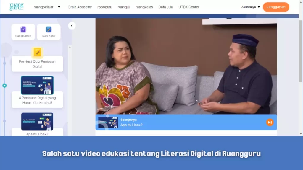 Salah satu video edukasi tentang Literasi Digital di Ruangguru